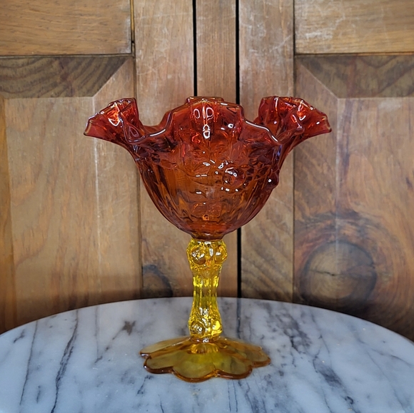 Fenton Amberina Compote - Picture 3 of 17